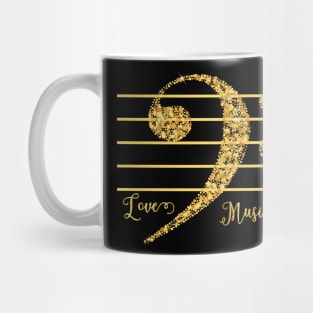 F clef,Bass clef,Love Music,musical notes.luxury style Mug